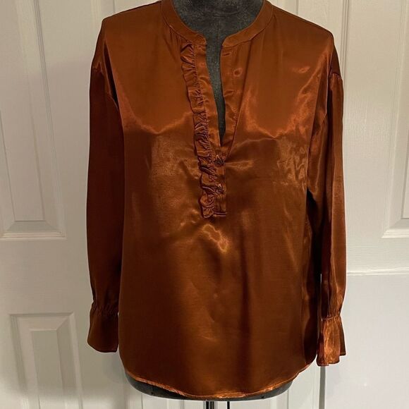 STARK X Deep Copper Satin Blouse Size Small - Picture 1 of 9